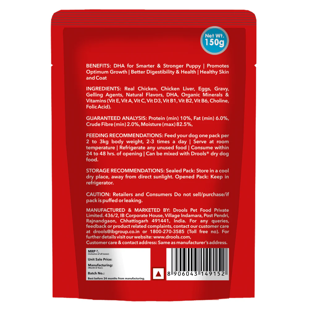 Drools Real Chicken & Chicken Liver Chunks in Gravy Puppy Dog Wet Food - Image 10