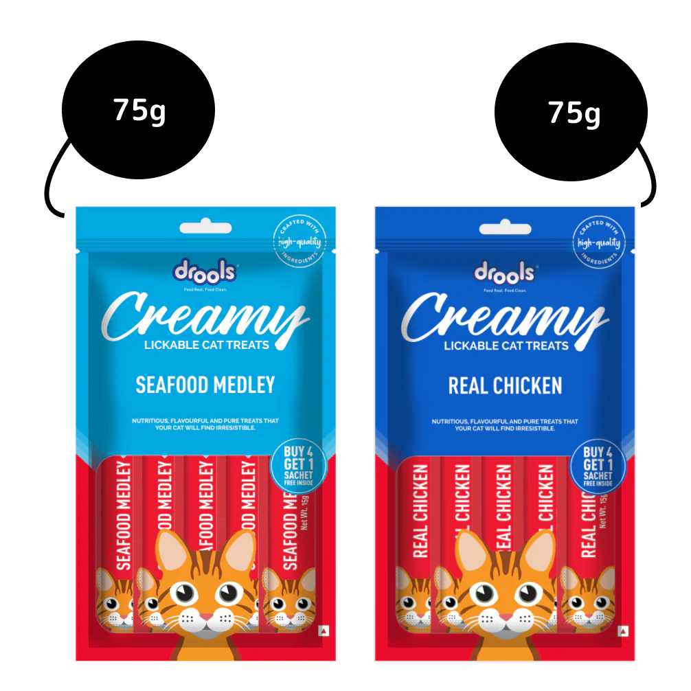 Drools Real Chicken and Seafood Medley Creamy Cat Treats Combo - Image 14