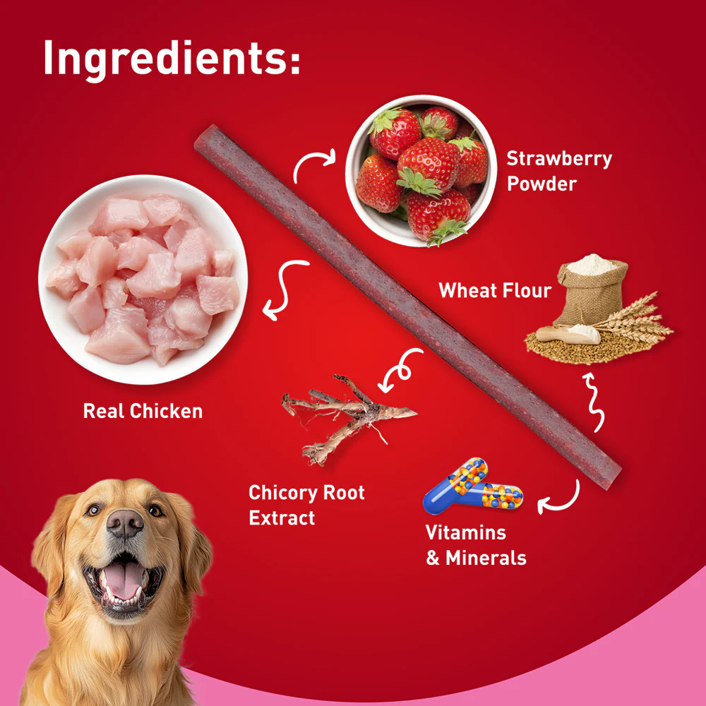 Drools Strawberry Flavour Chicken Sticks Treat for Dogs - Image 5