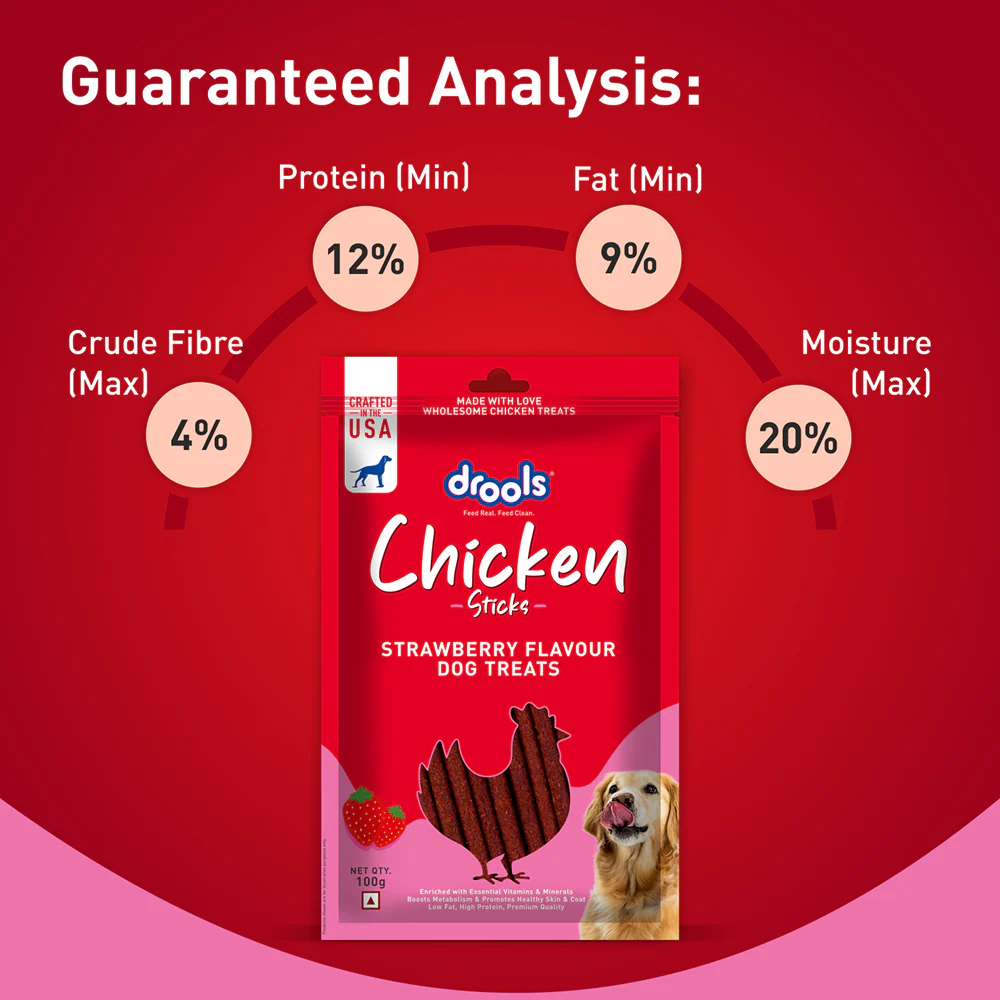 Drools Strawberry Flavour Chicken Sticks Treat for Dogs - Image 7