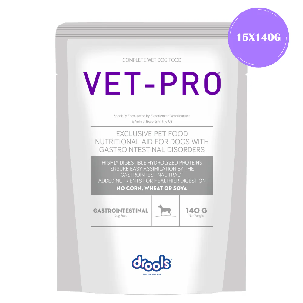 Drools VET PRO Gastro Pet Wet Food for Dogs (15x140g) and Hester Tumonzym Tablet Gastrointestinal Support (pack of 30 Tablets) - Image 3