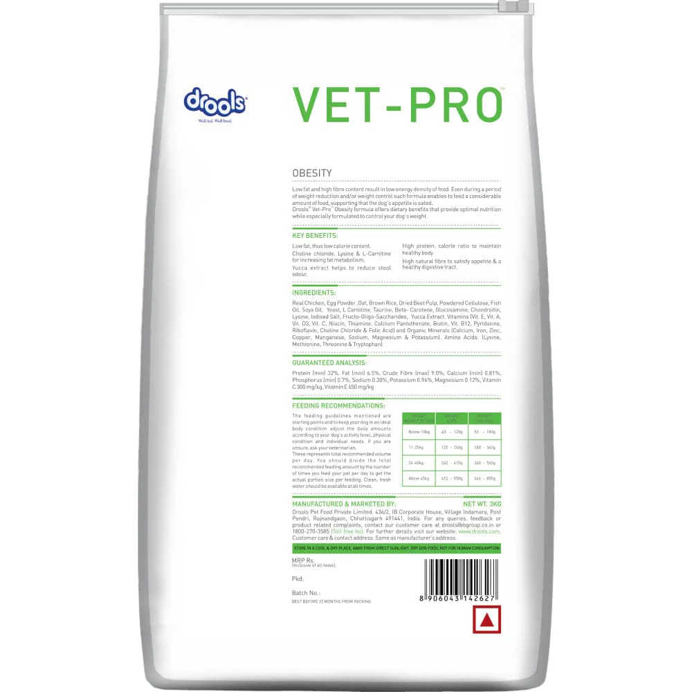 Drools VET PRO Obesity Adult Dog Dry Food (3kg) and Vivaldis Condrovet Large Joint Support tablet (10 tablets) Combo - Image 3