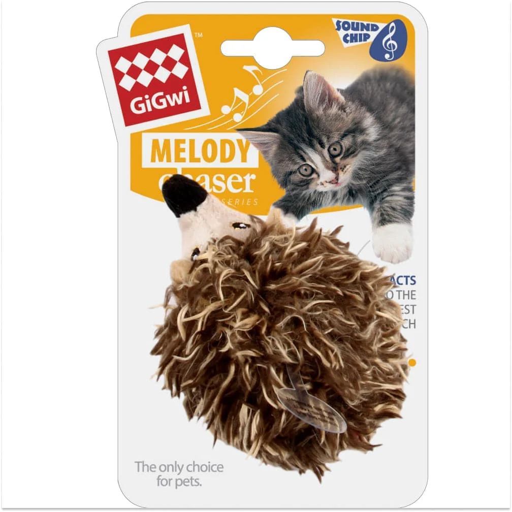 Durapet Stainless Steel Bowl and GiGwi Melody Chaser with Motion Activated Sound Chip Hedgedog Toy for Cats Combo - Image 8