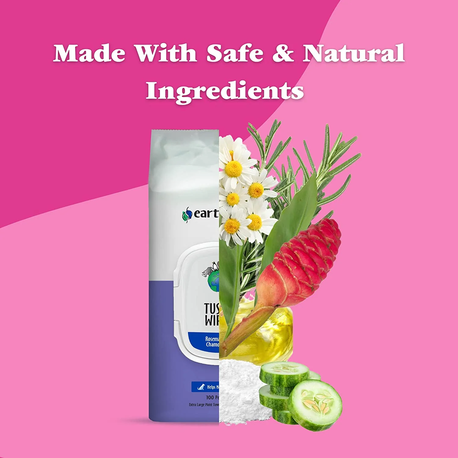 EarthBath Rosemary and Chamomile Scented Tushy Wipes for Dogs and Cats - Image 2