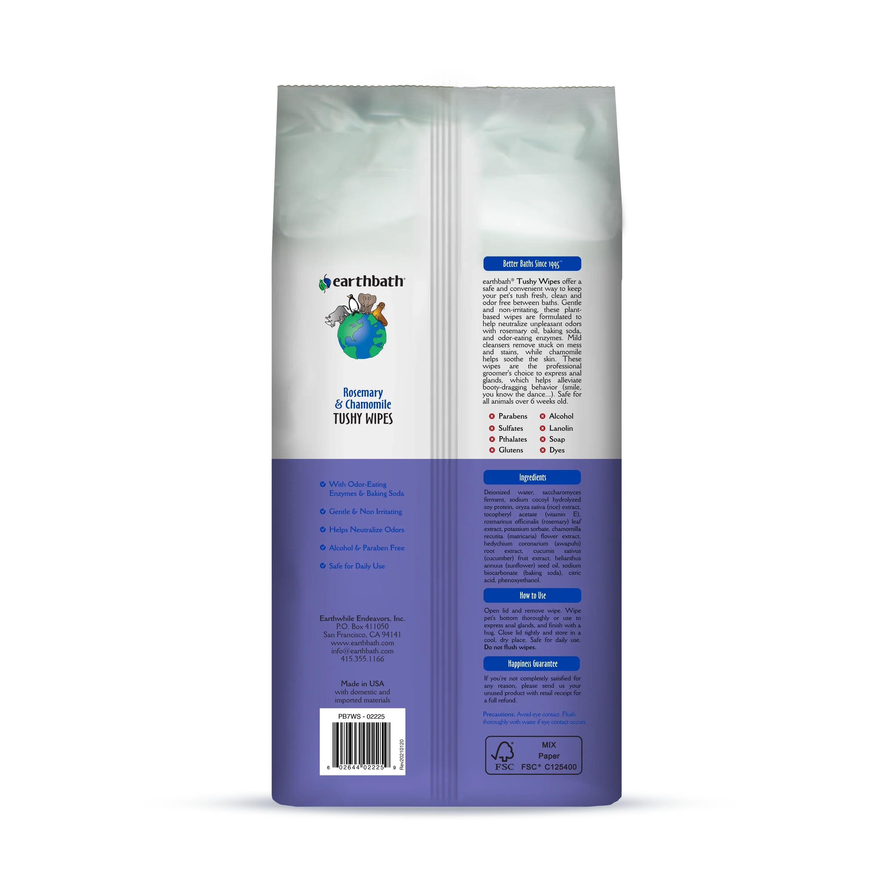 EarthBath Rosemary and Chamomile Scented Tushy Wipes for Dogs and Cats - Image 9