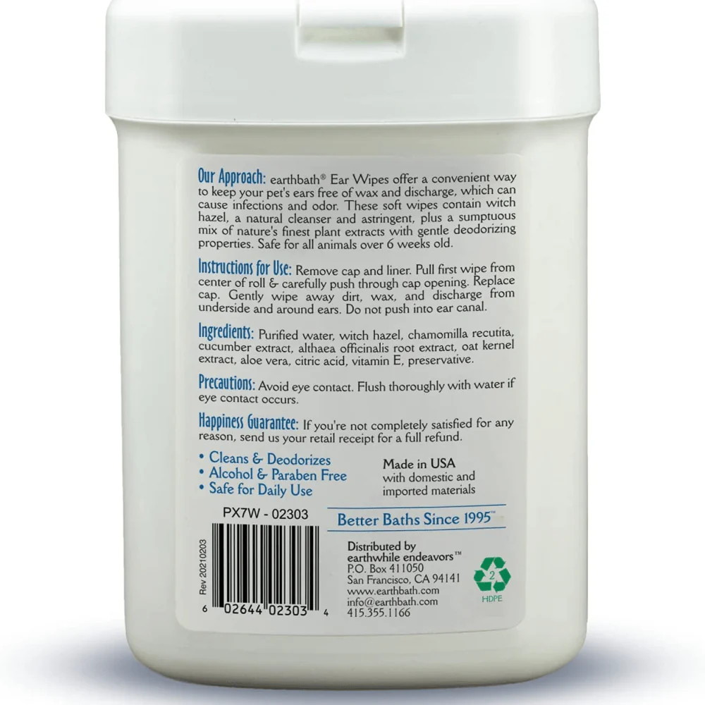 EarthBath Witch Hazel Fragrance Free Ear Wipes for Dogs and Cats - Image 3