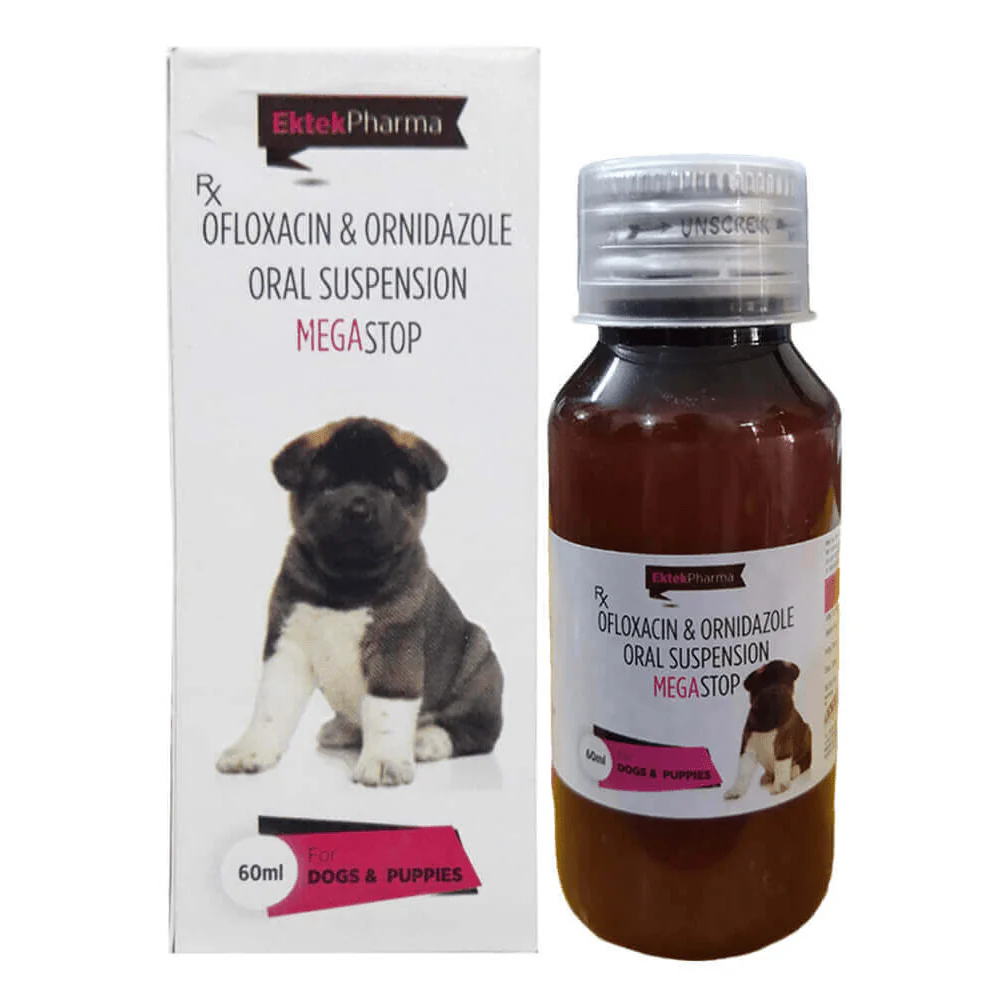 Ek Tek Mega Stop Syrup (Ofloxacin & Ornidazole) for Dogs and Puppies (60ml) - Image 2