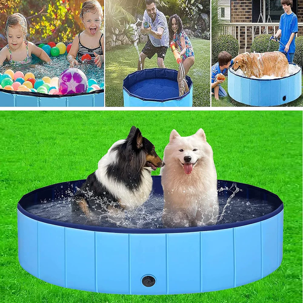 Emily Pets Foldable Non Slip Outdoor Swimming Pool for Dogs and Cats (Blue) - Image 3