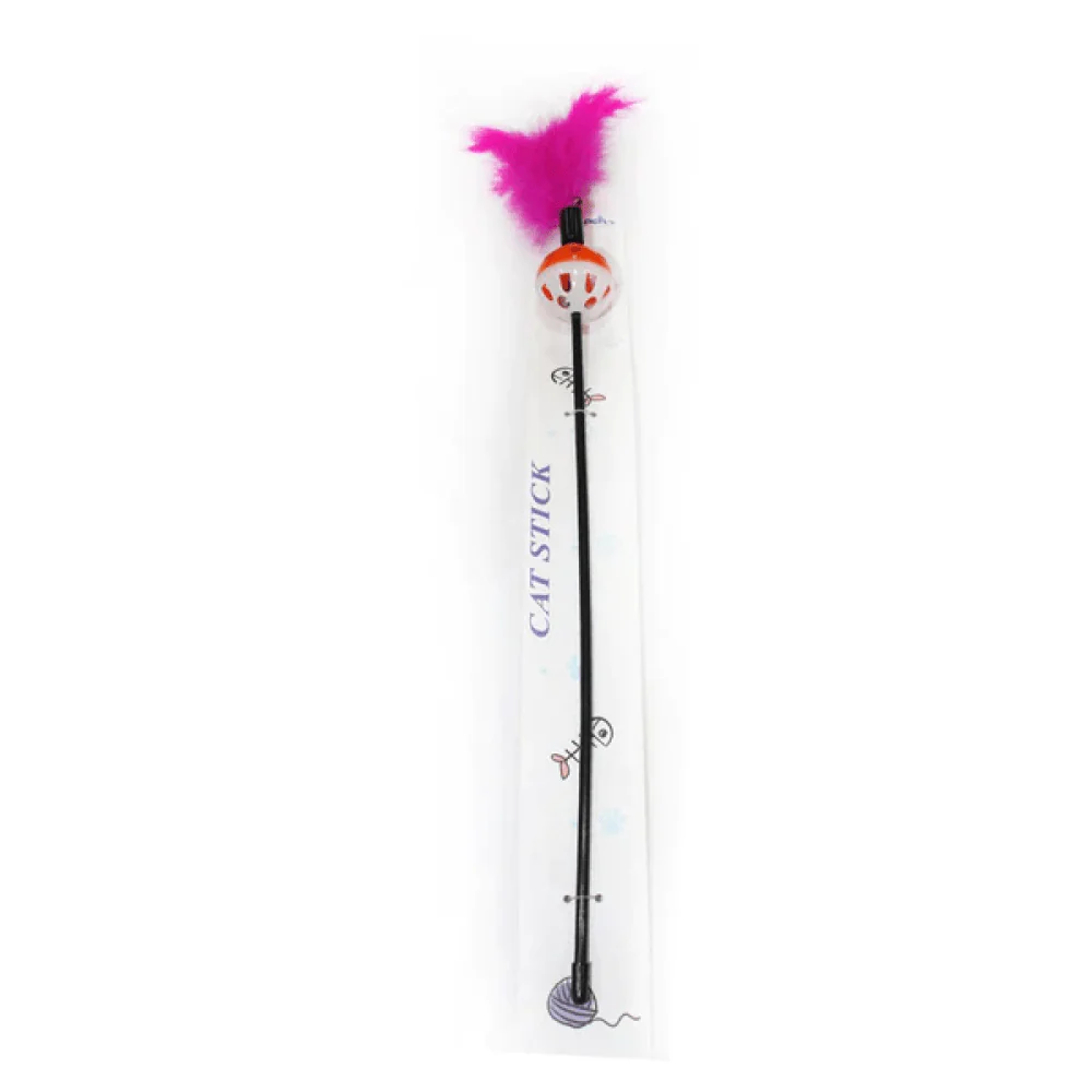Emily Pets interactive Feather Stick Toy for Cats (Pink) - Image 3