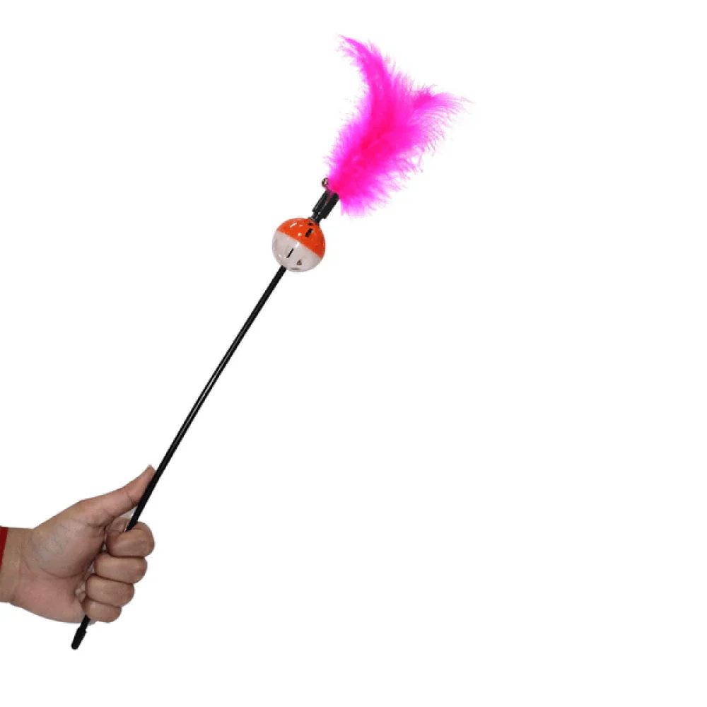 Emily Pets interactive Feather Stick Toy for Cats (Pink) - Image 4