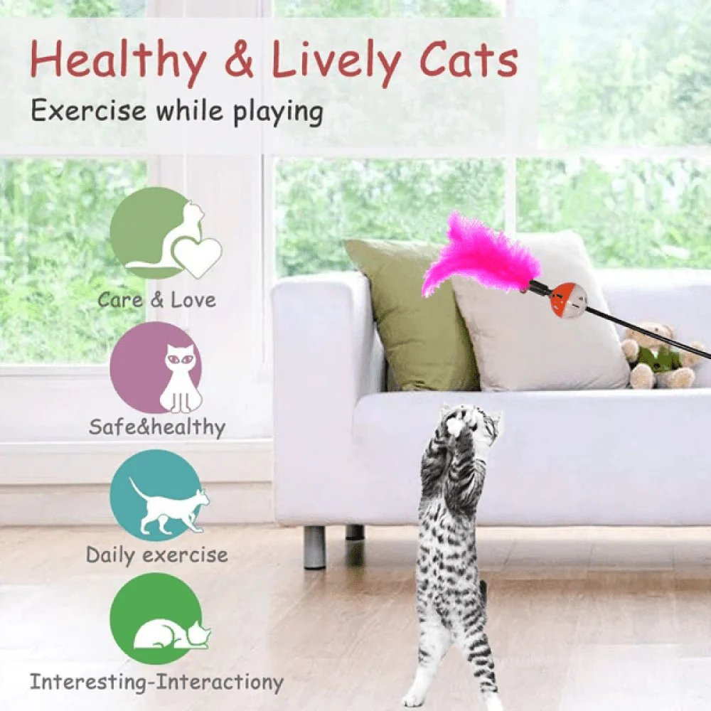 Emily Pets interactive Feather Stick Toy for Cats (Pink) - Image 7