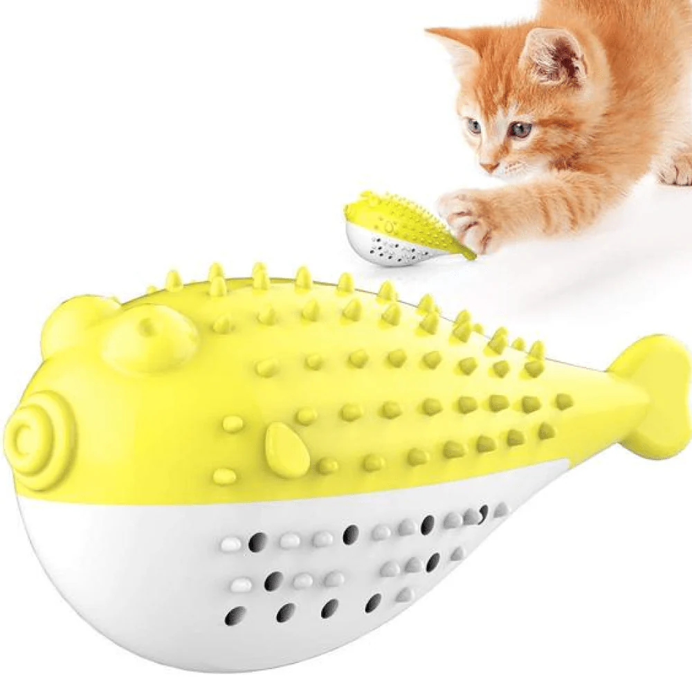 Emily Pets Puffer Fish Shaped with Catnip Toy for Cats (Yellow) - Image 2