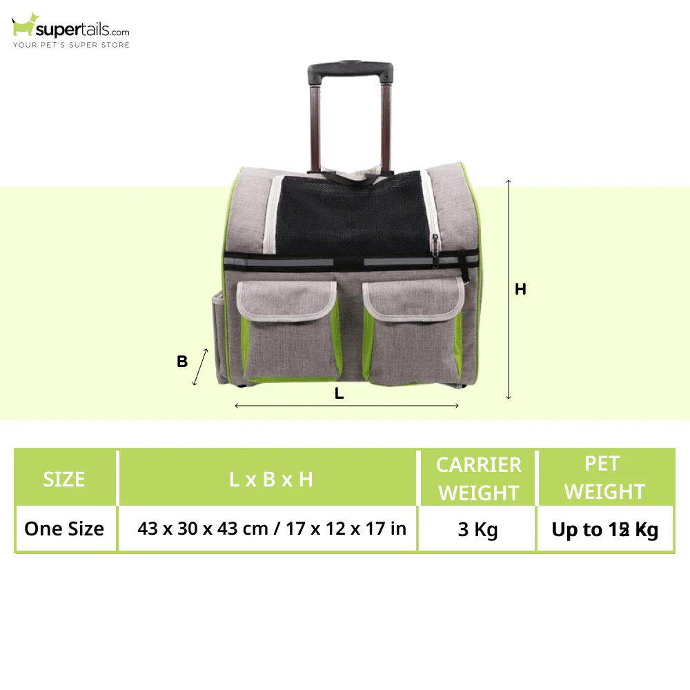 Emily Pets Rolling Carrier with Wheel for Dogs and Cats (Black) - Image 2