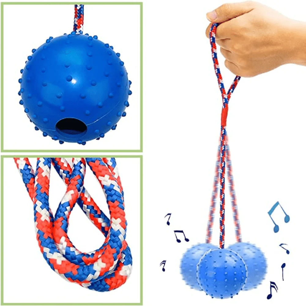 Emily Pets Rubber Ball with Rope Chew Toy for Dogs (Orange) - Image 5