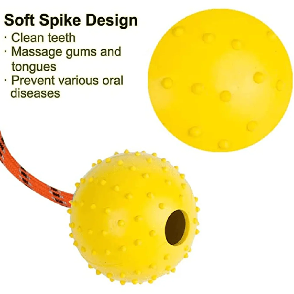 Emily Pets Rubber Ball with Rope Chew Toy for Dogs (Orange) - Image 6
