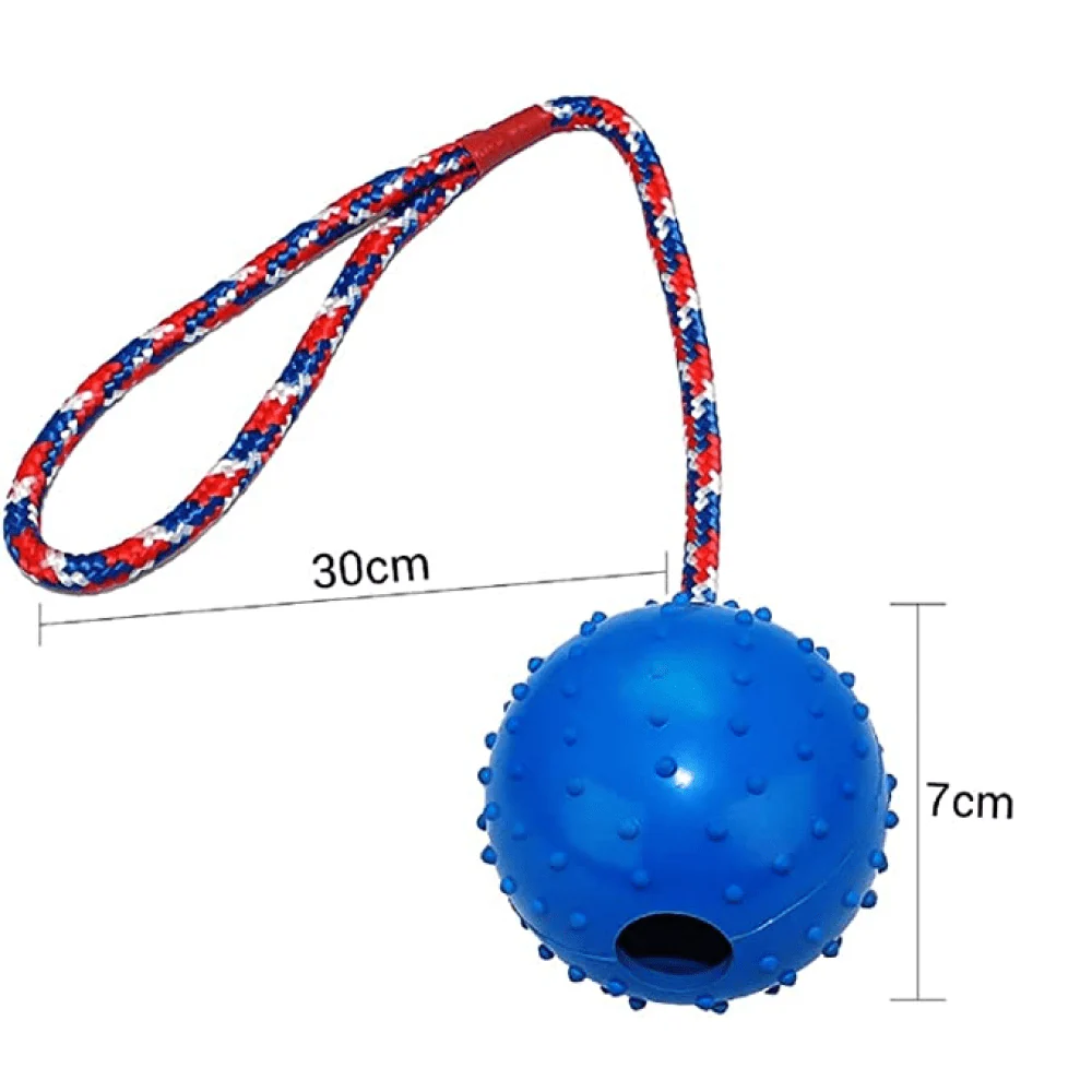 Emily Pets Rubber Ball with Rope Chew Toy for Dogs (Red) - Image 4