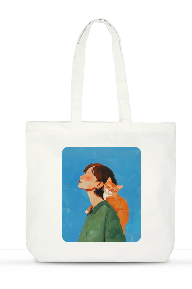 EverythingBoho Cat & Me Large Zipped Tote Bag