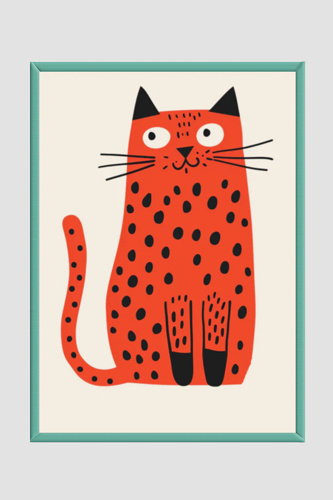 EverythingBoho Cutie Cat Wall Art (Bottle Green)
