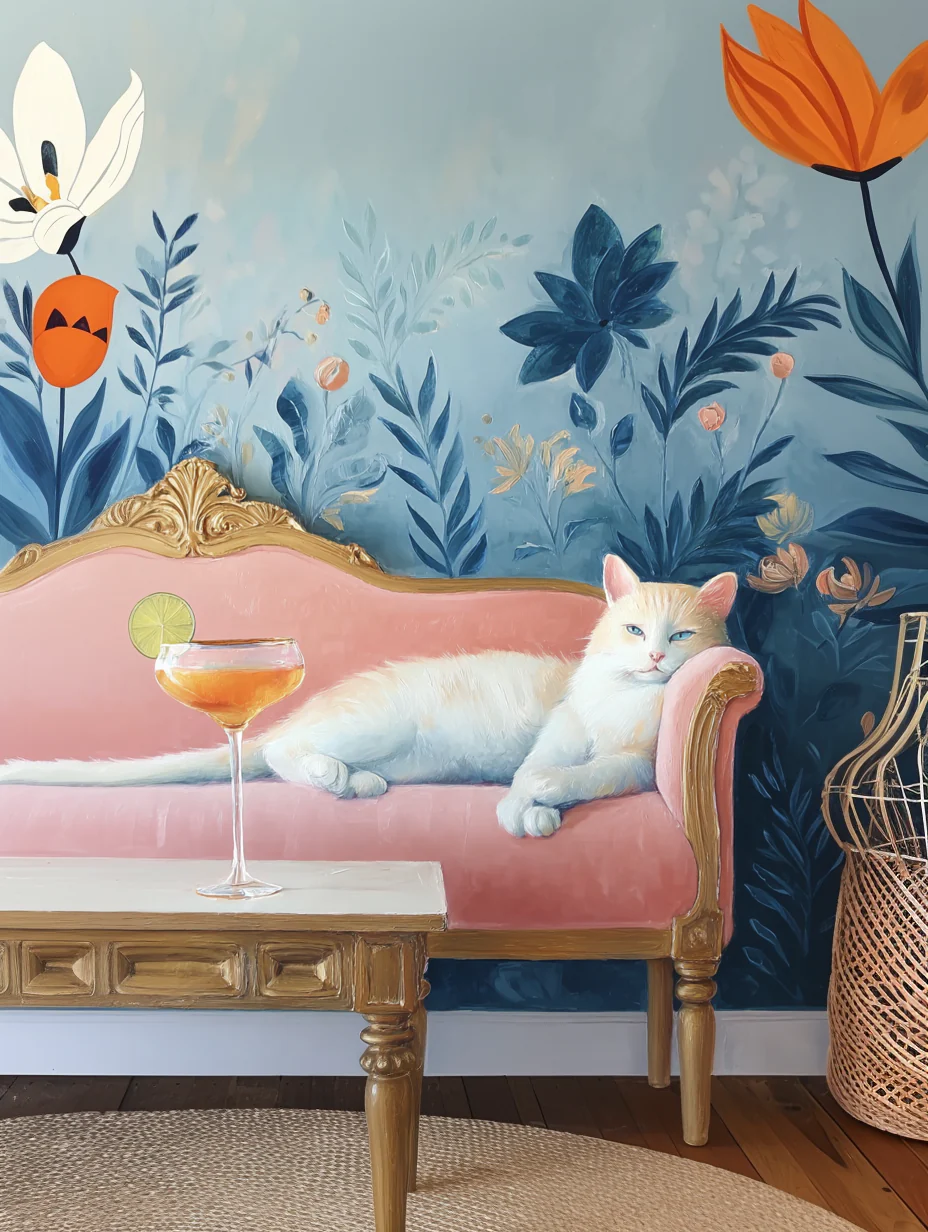 EverythingBoho Persian Queen Cat Wall Art (Royal Blue) - Image 2