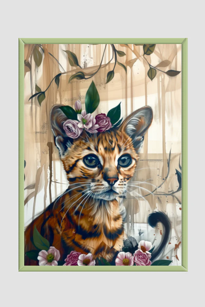 EverythingBoho The Boho Cat Wall Art (Olive Green)