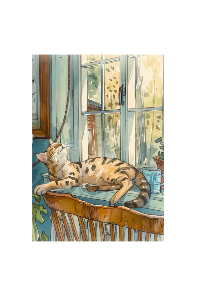 EverythingBoho The Chilling Cat Boho Wall Art (Bottle Green) - Image 2