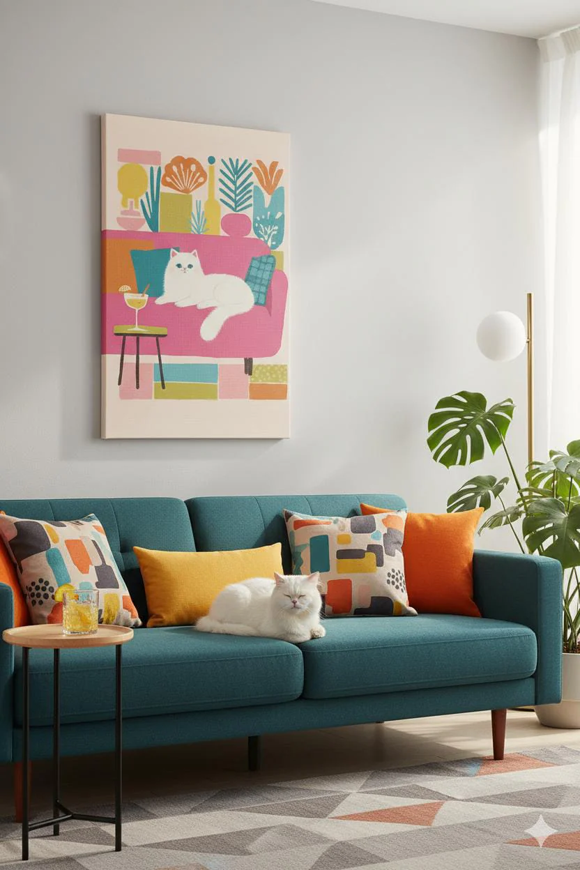 EverythingBoho The Cool Persian Cat Wall Art (Black) - Image 2