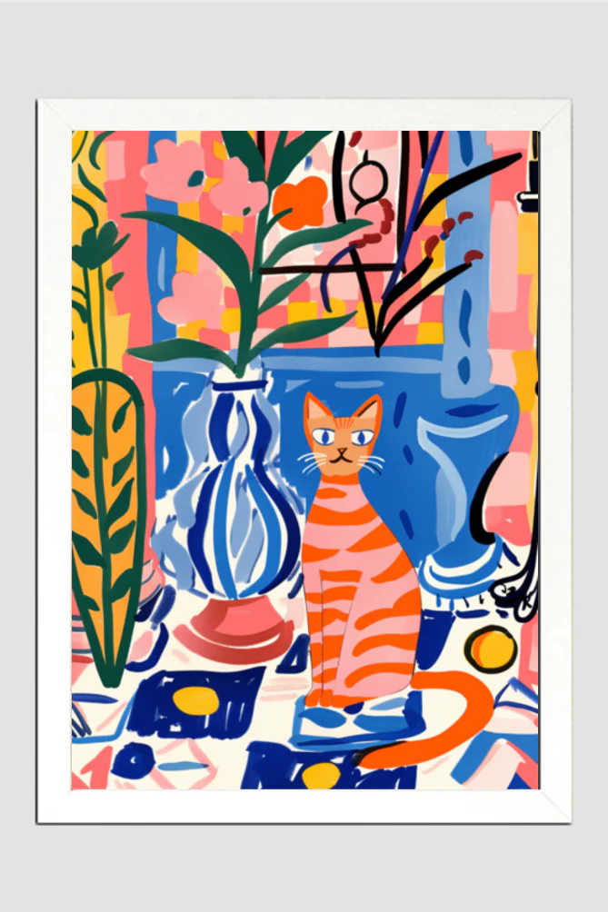 EverythingBoho The House Cat Boho Wall Art (White)