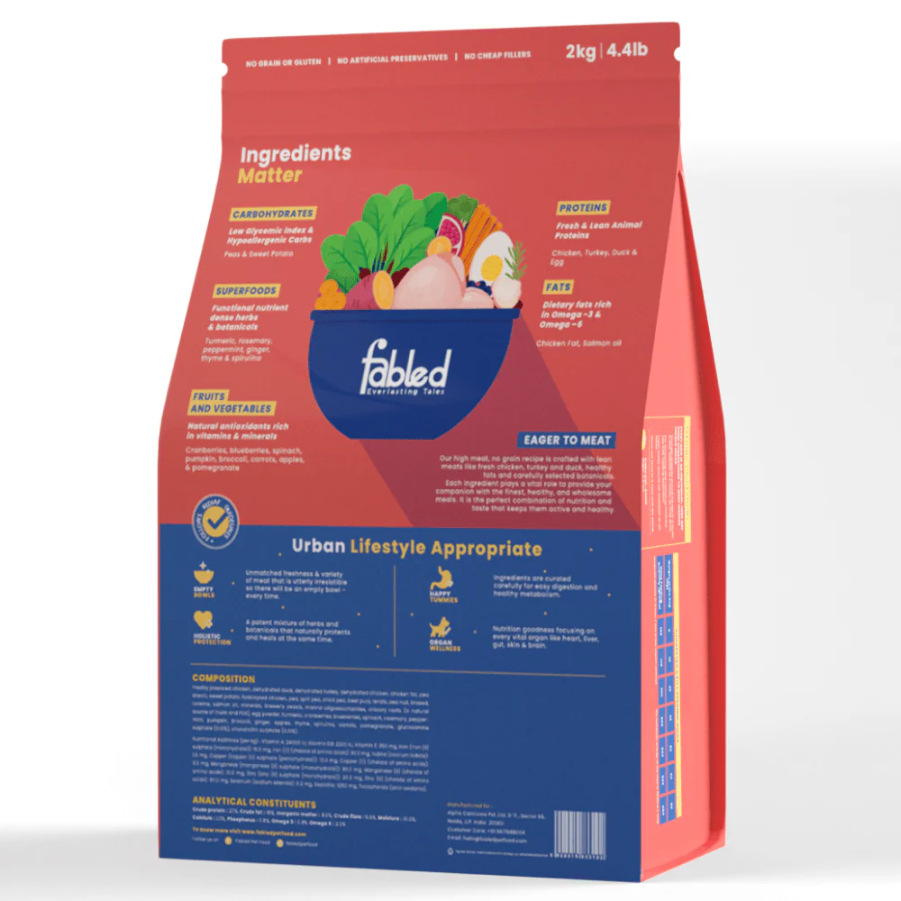 Fabled Eager to Meat Fresh Chicken Turkey and Duck Adult Dog Dry Food - Image 6