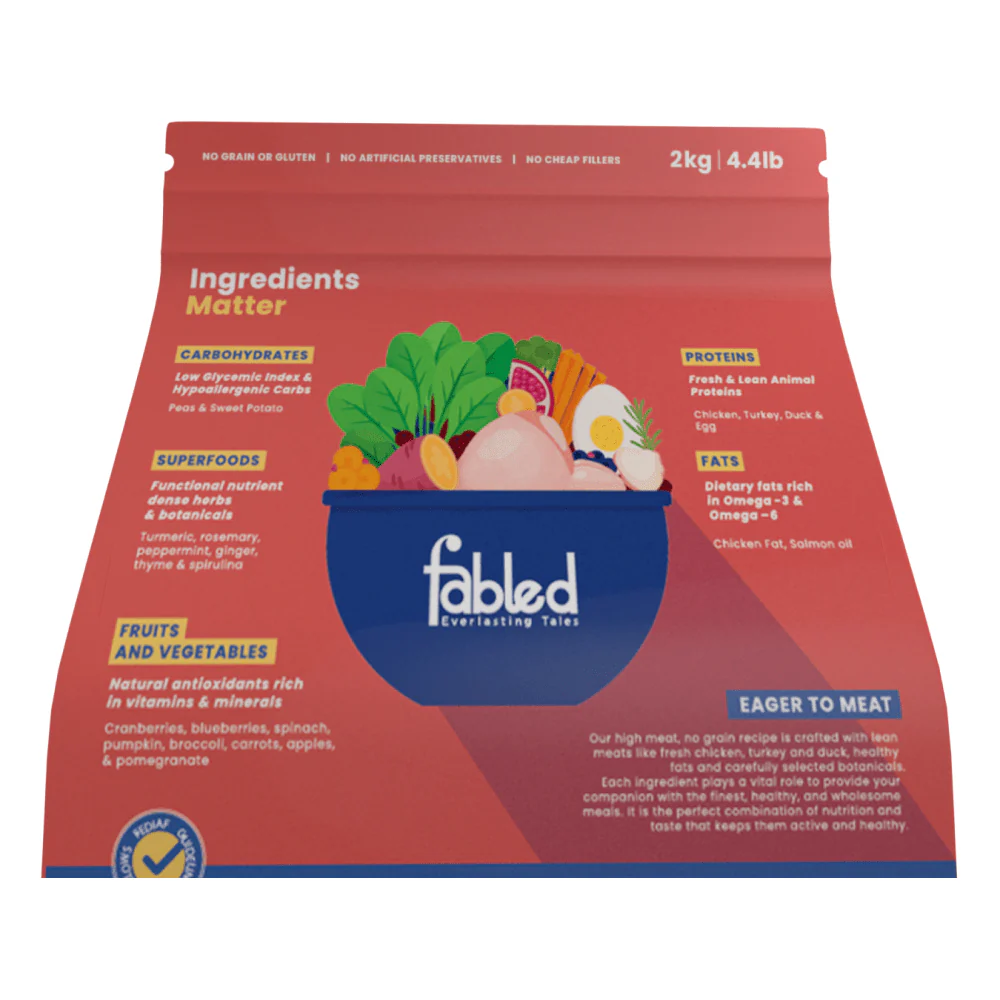 Fabled Eager to Meat Fresh Chicken Turkey and Duck Adult Dog Dry Food - Image 8
