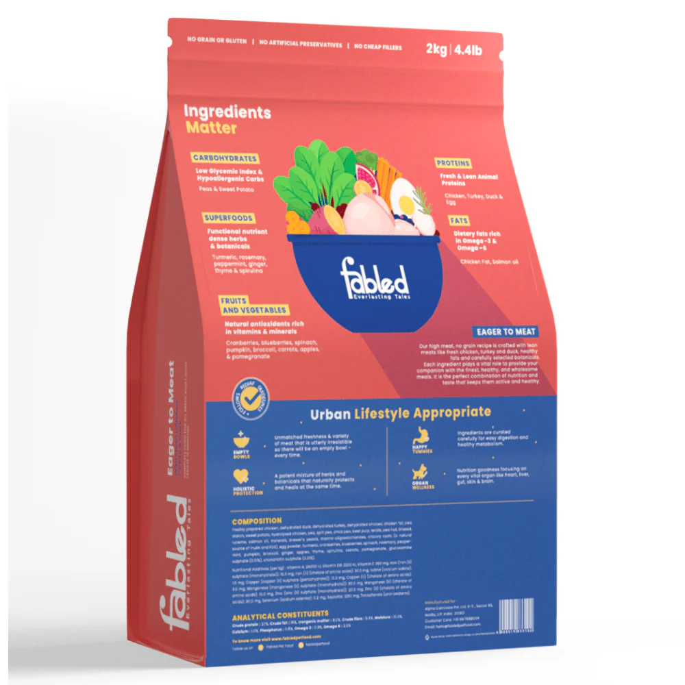 Fabled Eager to Meat Fresh Chicken Turkey and Duck Adult Dog Dry Food - Image 4