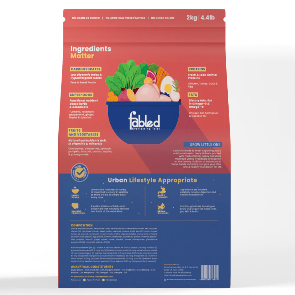 Fabled Grow Little One Fresh Chicken Turkey & Duck Small Medium Dog Dry Food - Image 5