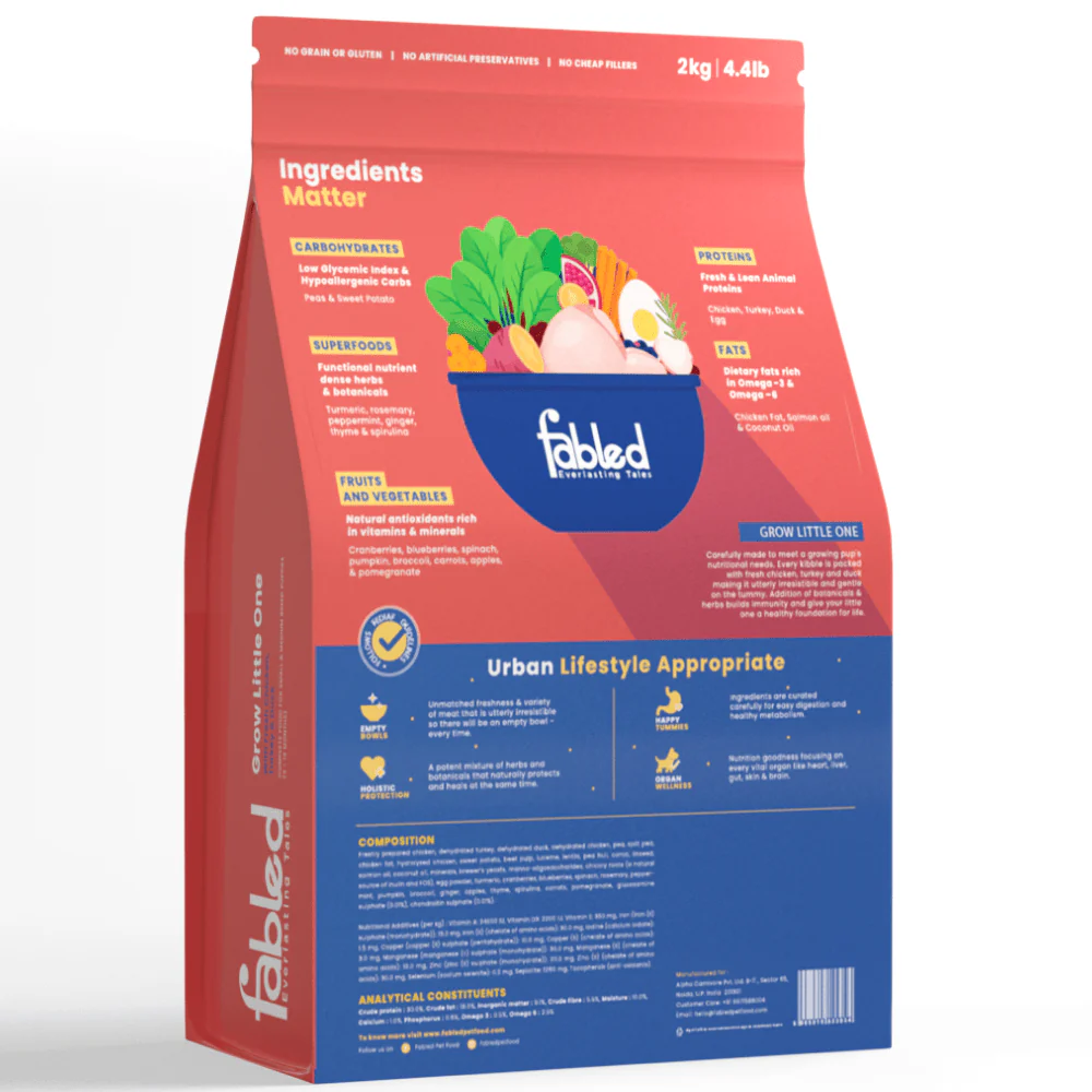 Fabled Grow Little One Fresh Chicken Turkey & Duck Small Medium Dog Dry Food - Image 6