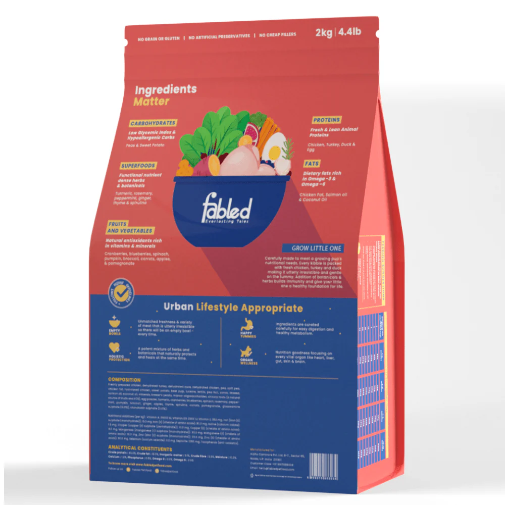 Fabled Grow Little One Fresh Chicken Turkey & Duck Small Medium Dog Dry Food - Image 7