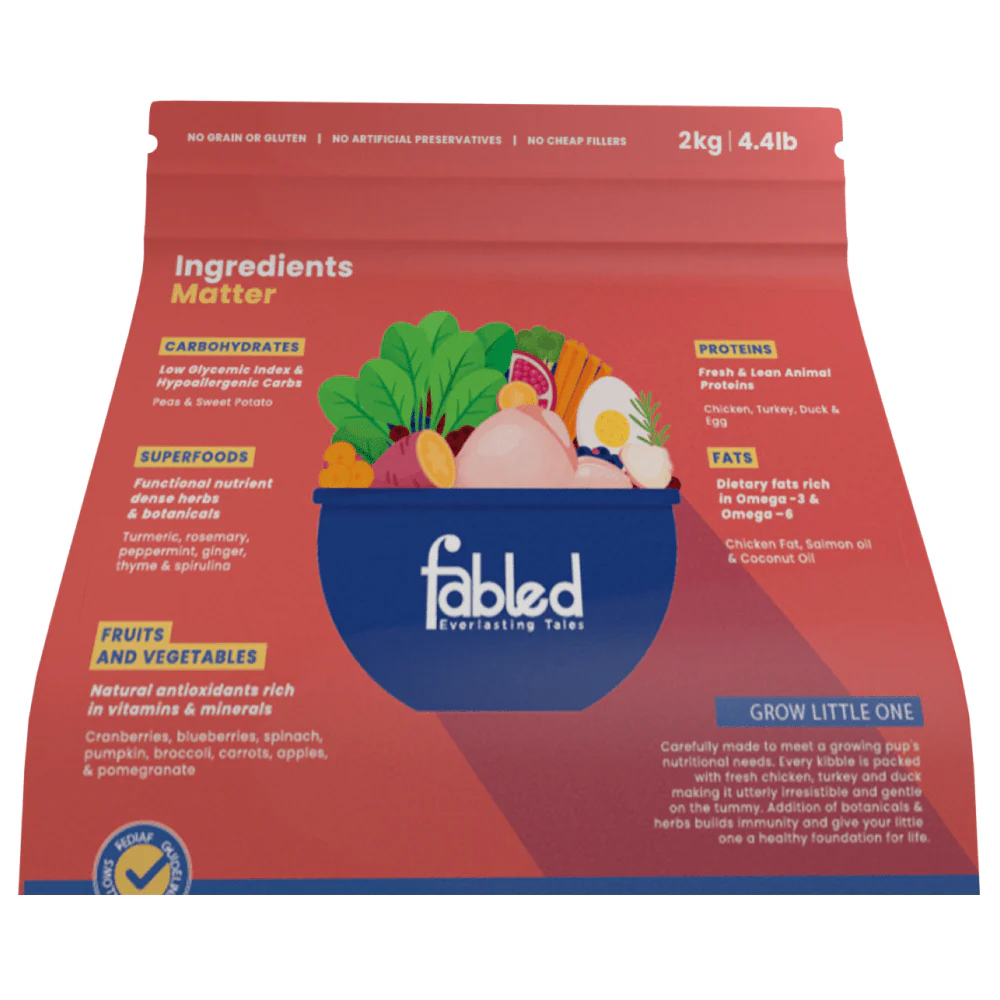 Fabled Grow Little One Fresh Chicken Turkey & Duck Small Medium Dog Dry Food - Image 8