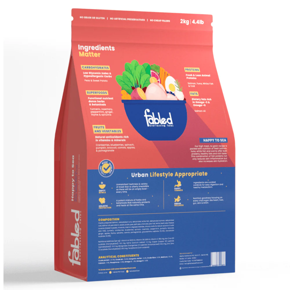 Fabled Happy to Sea Fresh Salmon Tuna White Fish and Cod Adult Dog Dry Food - Image 4