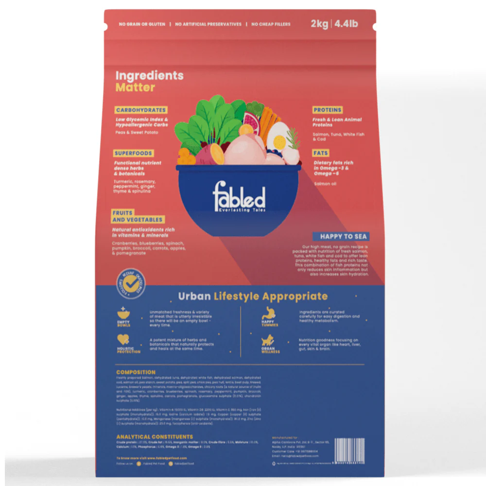 Fabled Happy to Sea Fresh Salmon Tuna White Fish and Cod Adult Dog Dry Food - Image 7
