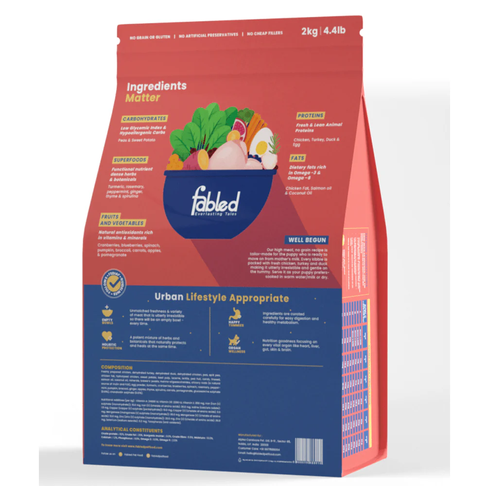 Fabled Well Begun Fresh Chicken Turkey and Duck Puppy Starter Dry Food - Image 5