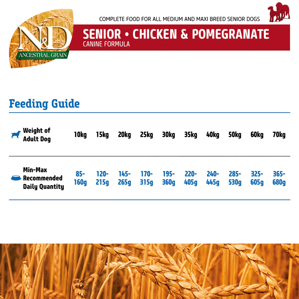 Farmina N&D Chicken & Pomegranate Ancestral Grain Senior Medium Maxi Dog Dry Food - Image 5