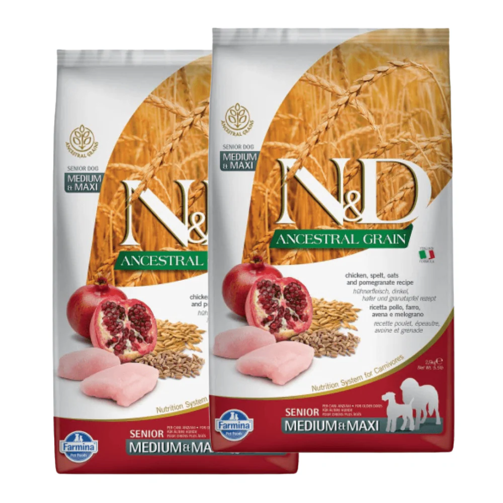 Farmina N&D Chicken & Pomegranate Ancestral Grain Senior Medium Maxi Dog Dry Food - Image 8
