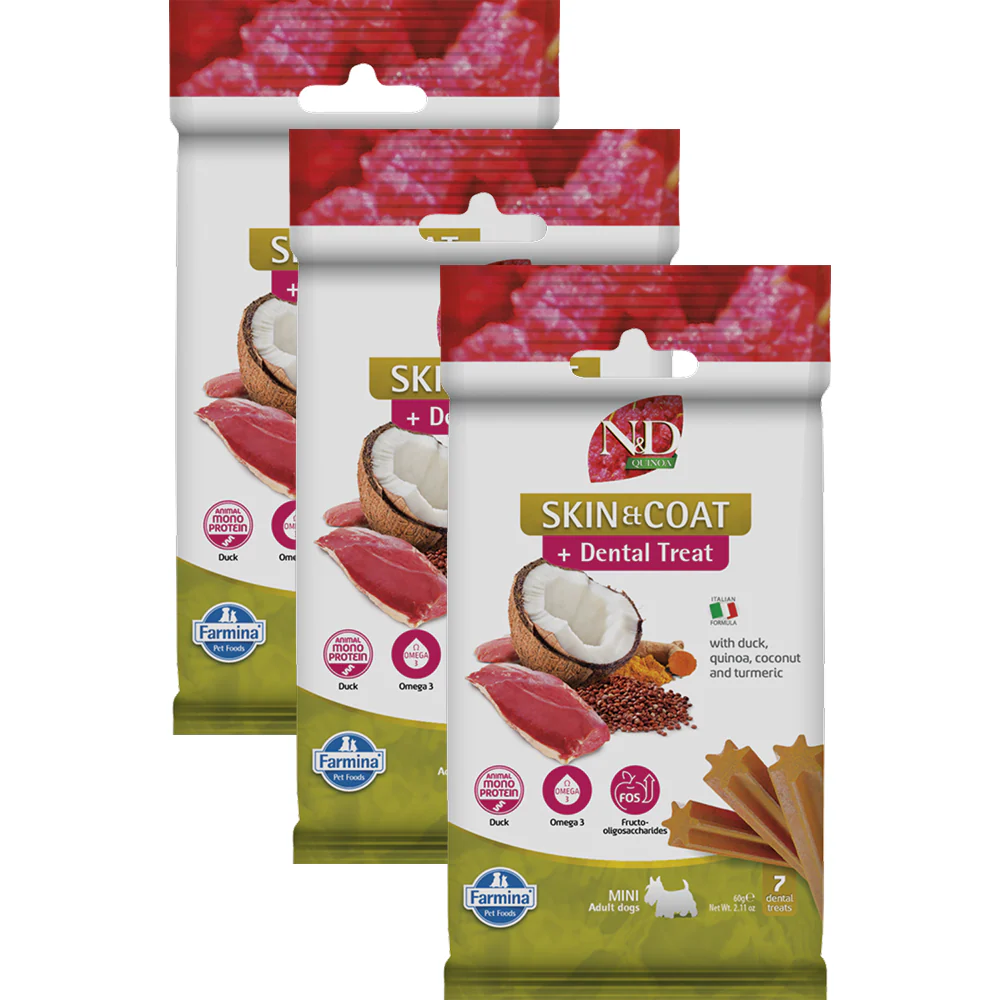 Farmina N&D Duck and Quinoa Skin and Coat Mini Adult Dog Treats - Image 3