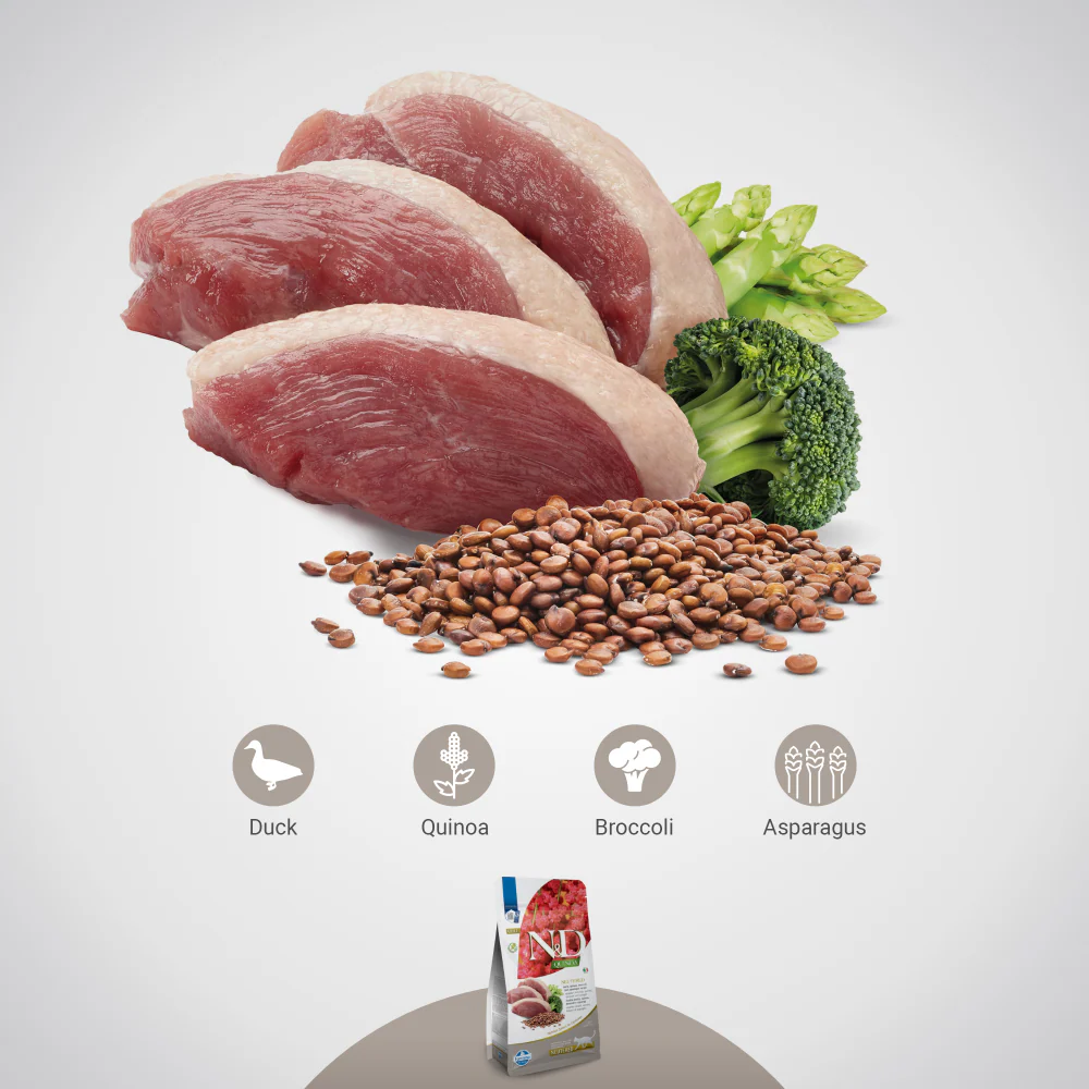 Farmina N&D Neutered Quinoa Duck, Broccoli & Asparagus Adult Cat Dry Food - Image 4