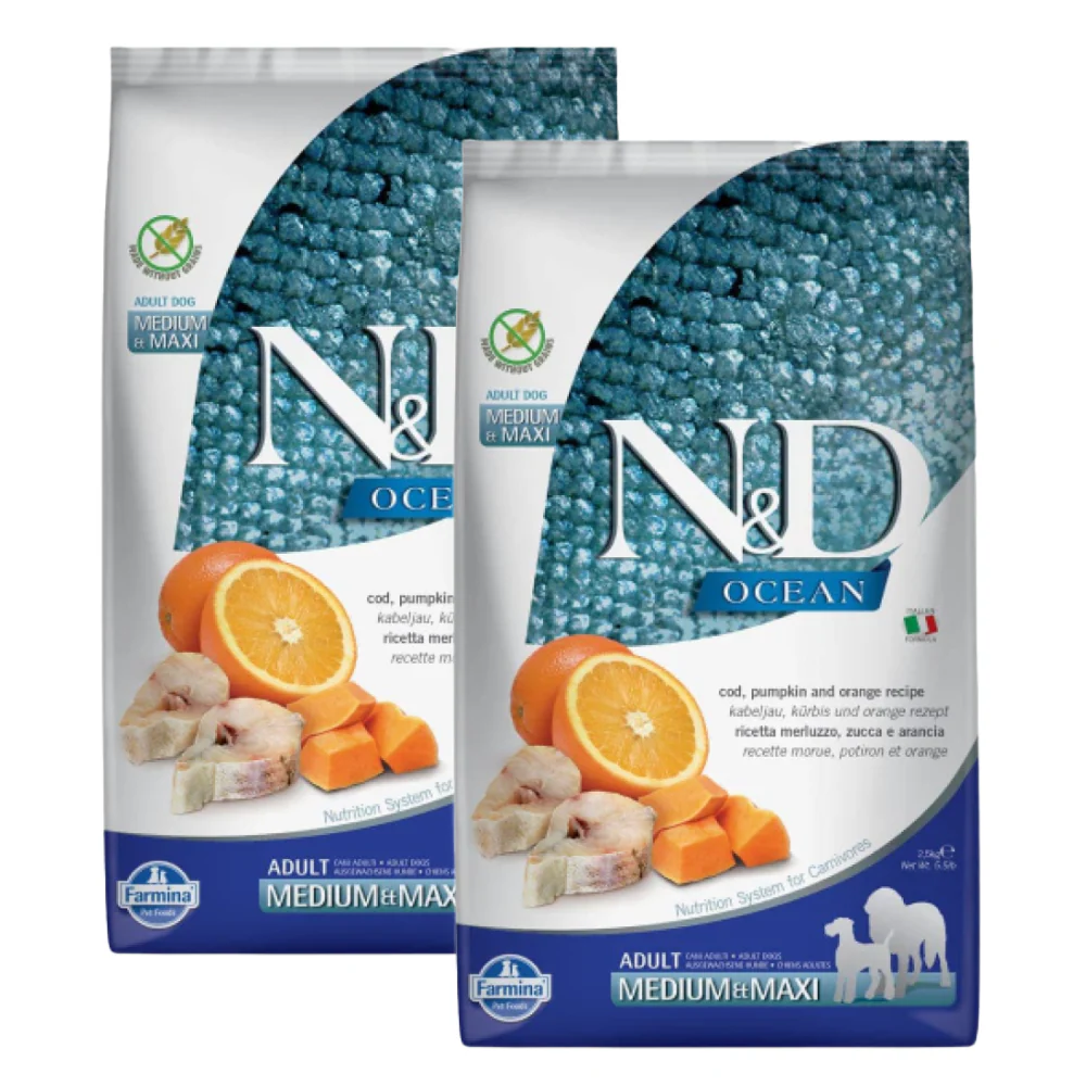 Farmina N&D Ocean Codfish Orange & Pumpkin Grain Free Adult Medium Maxi Dog Dry Food - Image 11
