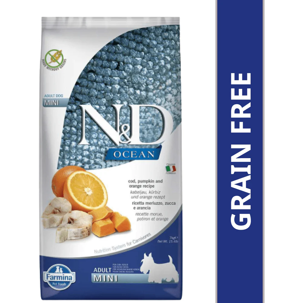 Farmina N&D Ocean Codfish Orange & Pumpkin Grain Free Adult Mini Dog Dry Food - Image 20