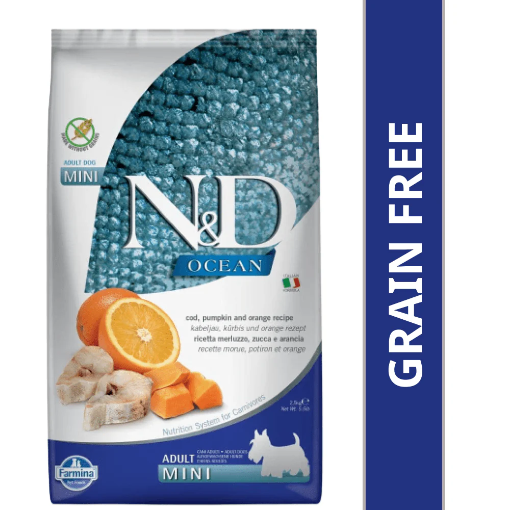 Farmina N&D Ocean Codfish Orange & Pumpkin Grain Free Adult Mini Dog Dry Food - Image 8