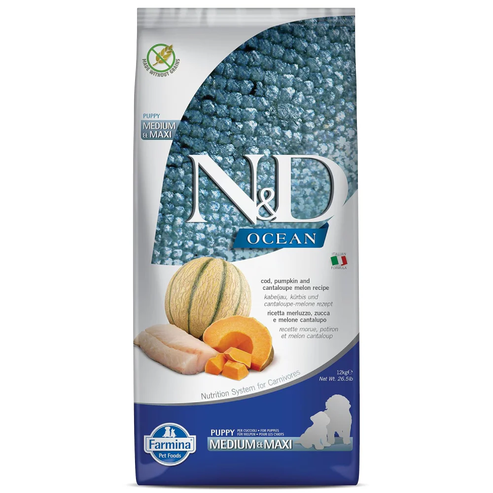 Farmina N&D Ocean Codfish Pumpkin & Cantaloupe Melon Puppy Medium & Maxi Dry Food - Image 10