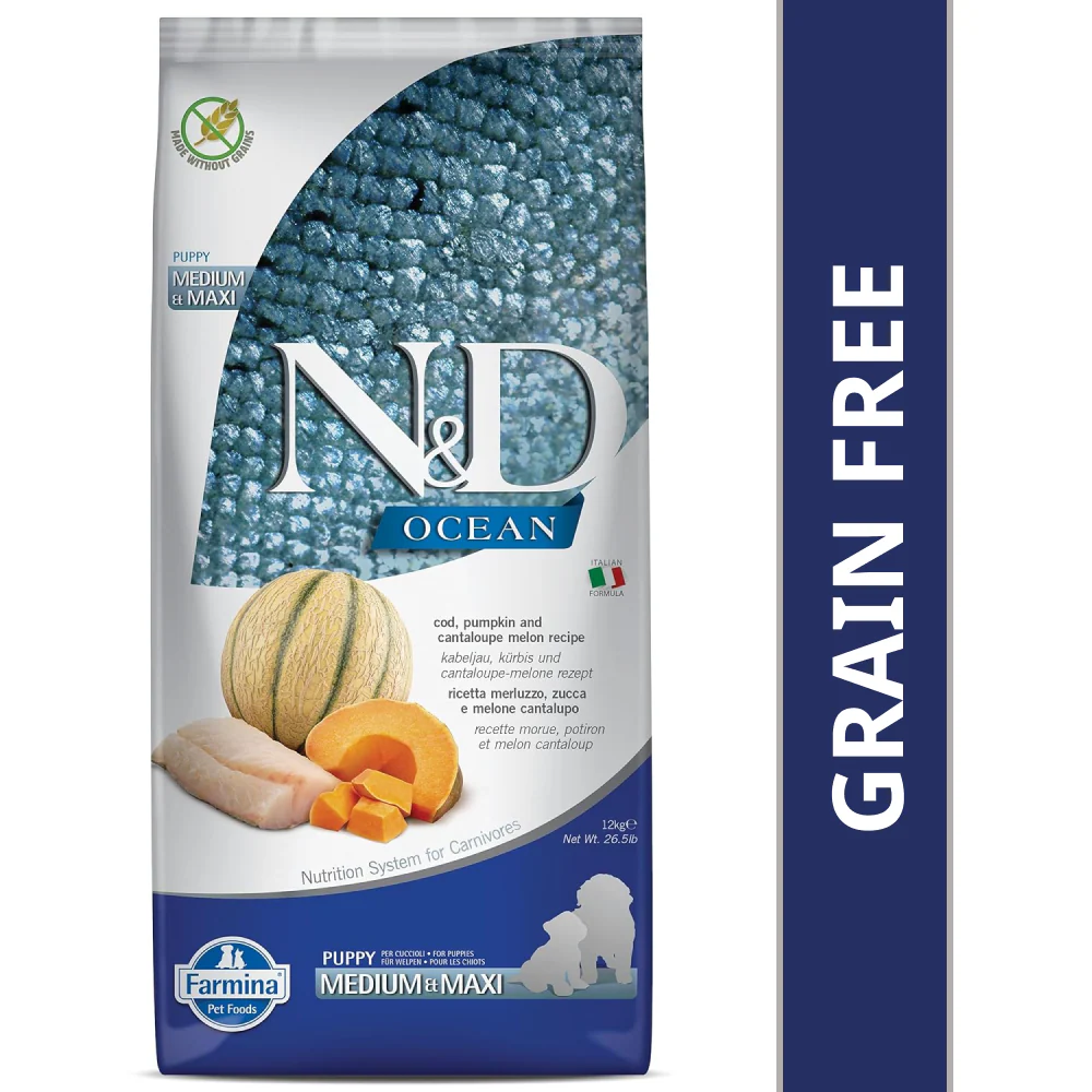 Farmina N&D Ocean Codfish Pumpkin & Cantaloupe Melon Puppy Medium & Maxi Dry Food - Image 11