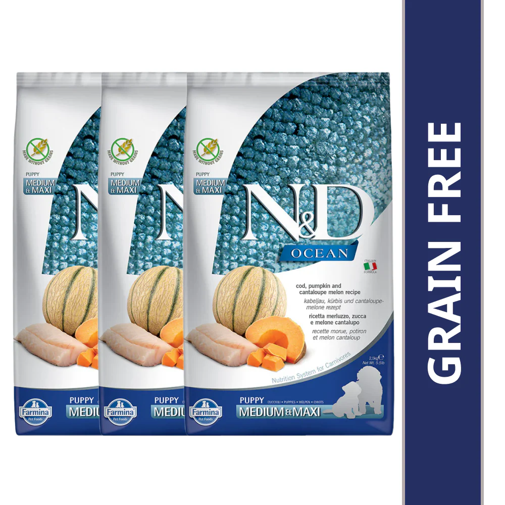 Farmina N&D Ocean Codfish Pumpkin & Cantaloupe Melon Puppy Medium & Maxi Dry Food - Image 12