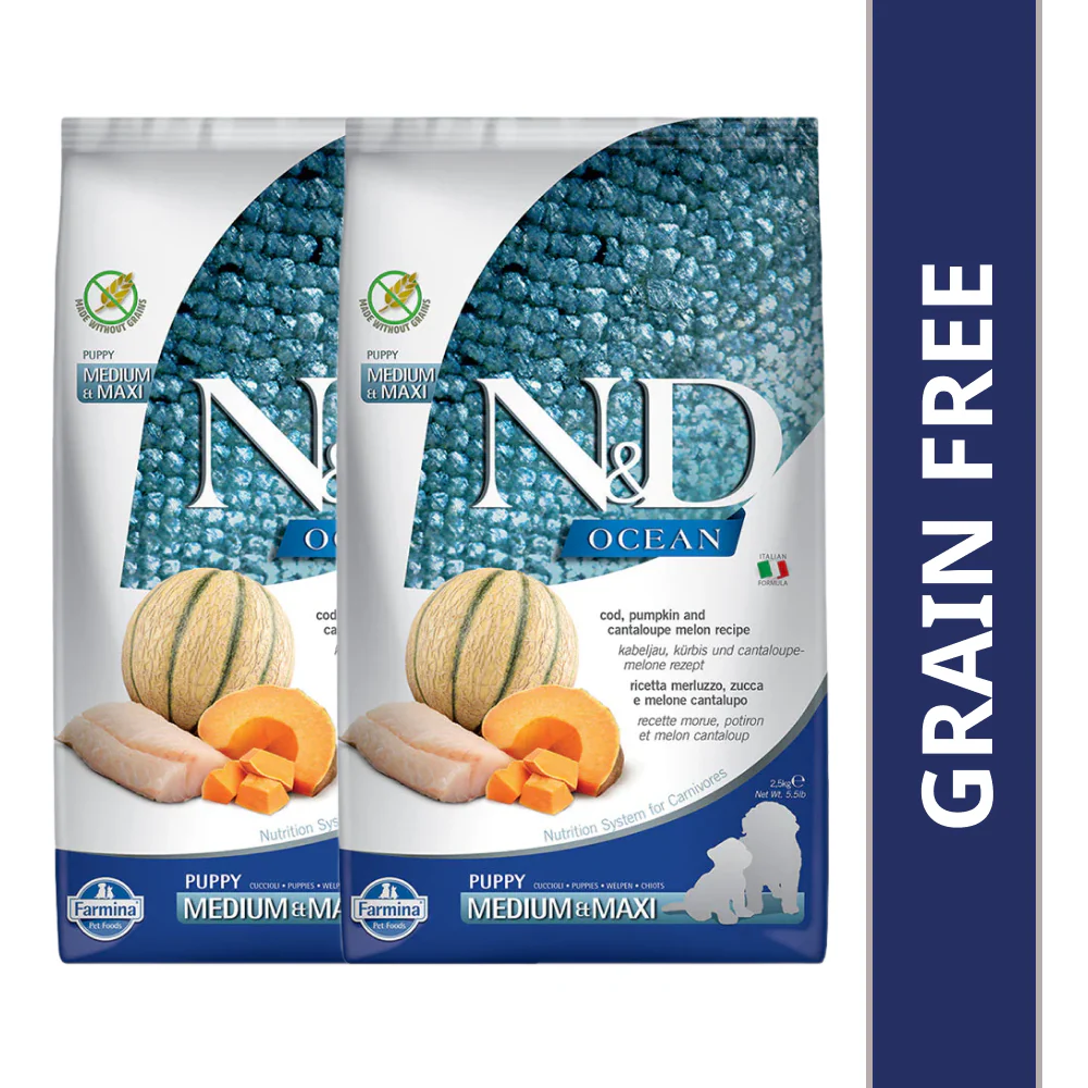 Farmina N&D Ocean Codfish Pumpkin & Cantaloupe Melon Puppy Medium & Maxi Dry Food - Image 13