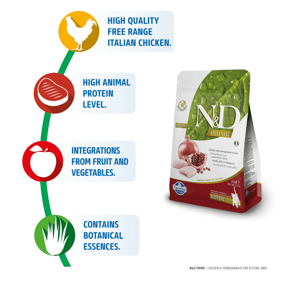 Farmina N&D Prime Chicken & Pomegranate Grain Free Kitten Cat Dry Food - Image 3