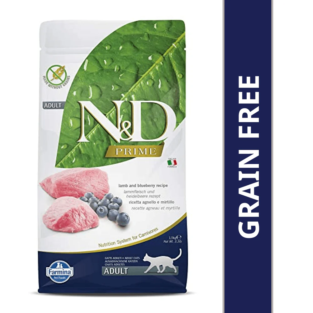 Farmina N&D Prime Lamb & Blueberry Grain Free Adult Cat Dry Food - Image 9